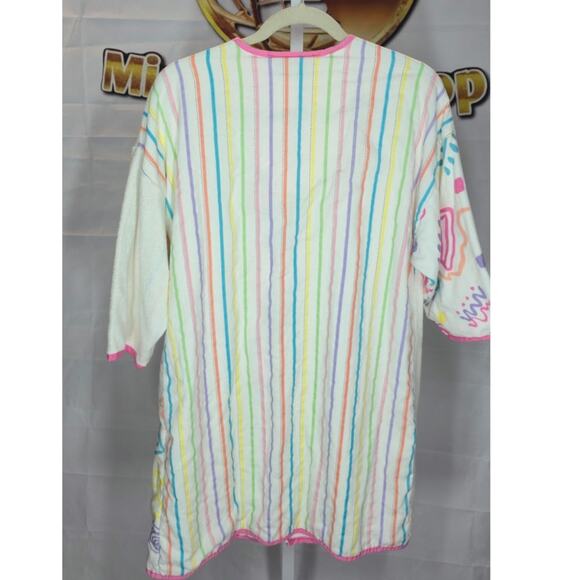 Vandemere Pastel Terry Robe Swim CoverUp Abstract Striped Pool Lounge Wear Large - Picture 5 of 5